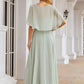 A-line V Neck Short Sleeve Long/Floor-Length Chiffon Bridesmaid Dresses Kenley DEP0025376