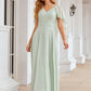 A-line V Neck Short Sleeve Long/Floor-Length Chiffon Bridesmaid Dresses Kenley DEP0025376