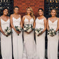 Sheath/Column Cowl Neck Spaghetti Straps Long/Floor-Length Jersey Bridesmaid Dresses With Pleated Jacqueline DEP0025380