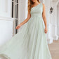 A-line One-Shoulder Sleeveless Chiffon Long/Floor-Length Bridesmaid Dresses With Pleated Anna DEP0025382