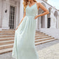 A-line V Neck Sleeveless Chiffon Long/Floor-Length Bridesmaid Dresses With Pleated Haven DEP0025385