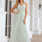 A-line V Neck Sleeveless Chiffon Long/Floor-Length Bridesmaid Dresses With Pleated Haven DEP0025385