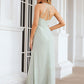 A-line V Neck Sleeveless Chiffon Long/Floor-Length Bridesmaid Dresses With Pleated Haven DEP0025385