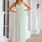 A-line V Neck Sleeveless Chiffon Long/Floor-Length Bridesmaid Dresses With Pleated Haven DEP0025385