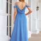 A-line V Neck Sleeveless Chiffon Long/Floor-Length Bridesmaid Dresses With Pleated Waistband Split Madge DEP0025387