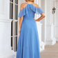 A-line V Neck Sleeveless Chiffon Long/Floor-Length Bridesmaid Dresses With Pleated Split Dana DEP0025388