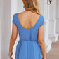 A-line V Neck Short Sleeve Chiffon Long/Floor-Length Bridesmaid Dresses Yasmin DEP0025390