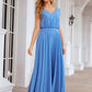 A-line V Neck Short Sleeve Chiffon Long/Floor-Length Bridesmaid Dresses Yasmin DEP0025390