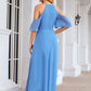 A-line Halter Half Sleeve Chiffon Long/Floor-Length Bridesmaid Dresses Magdalena DEP0025391