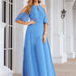 A-line Halter Half Sleeve Chiffon Long/Floor-Length Bridesmaid Dresses Magdalena DEP0025391