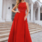 A-line Empire Scalloped Neck Sleeveless Chiffon Long/Floor-Length Bridesmaid Dresses With Beading Sequins Teresa DEP0025392