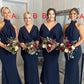 Sheath/Column Sleeveless Long/Floor-Length Satin Bridesmaid Dresses With Pleated Maleah DEP0025394