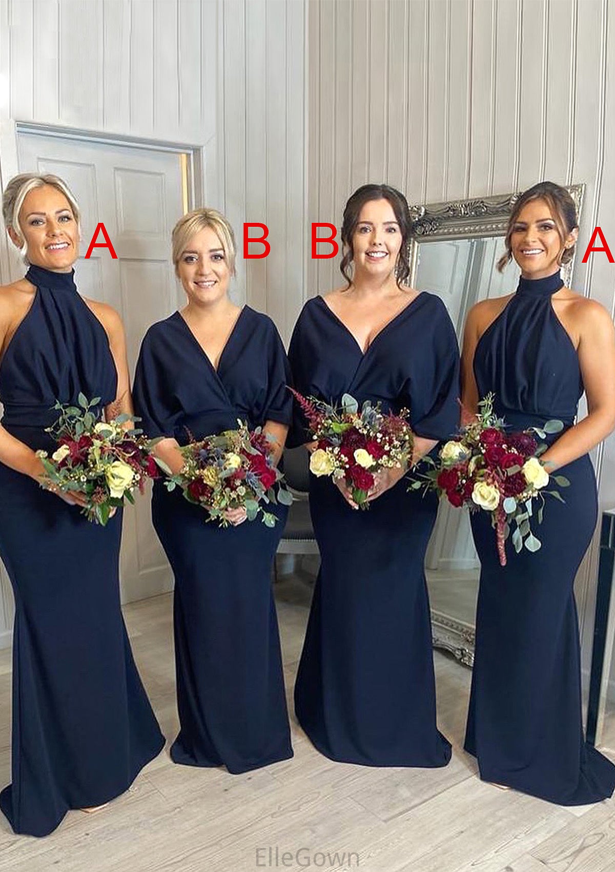 Sheath/Column Sleeveless Long/Floor-Length Satin Bridesmaid Dresses With Pleated Maleah DEP0025394