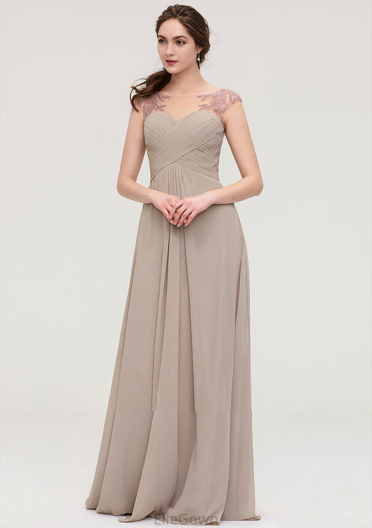 Sleeveless Scoop Neck Long/Floor-Length A-line/Princess Chiffon Bridesmaid Dresses With Pleated Beading -Bridesmaid Dresseses
 Dulce DEP0025396