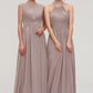 Scoop Neck Sleeveless A-line/Princess Chiffon Long/Floor-Length Bridesmaid Dresseses With Pleated Gracie DEP0025399