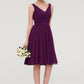 Sleeveless V Neck Chiffon A-line/Princess Knee-Length Bridesmaid Dresses With Pleated Anabel DEP0025401