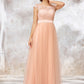 Sleeveless Bateau Long/Floor-Length Tulle A-line/Princess Bridesmaid Dresses With Sashes Lace Norma DEP0025405