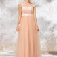 Sleeveless Bateau Long/Floor-Length Tulle A-line/Princess Bridesmaid Dresses With Sashes Lace Norma DEP0025405