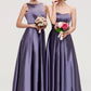 Sleeveless Bateau Ankle-Length Satin A-line/Princess Bridesmaid Dresses With Pleated Vivien DEP0025409