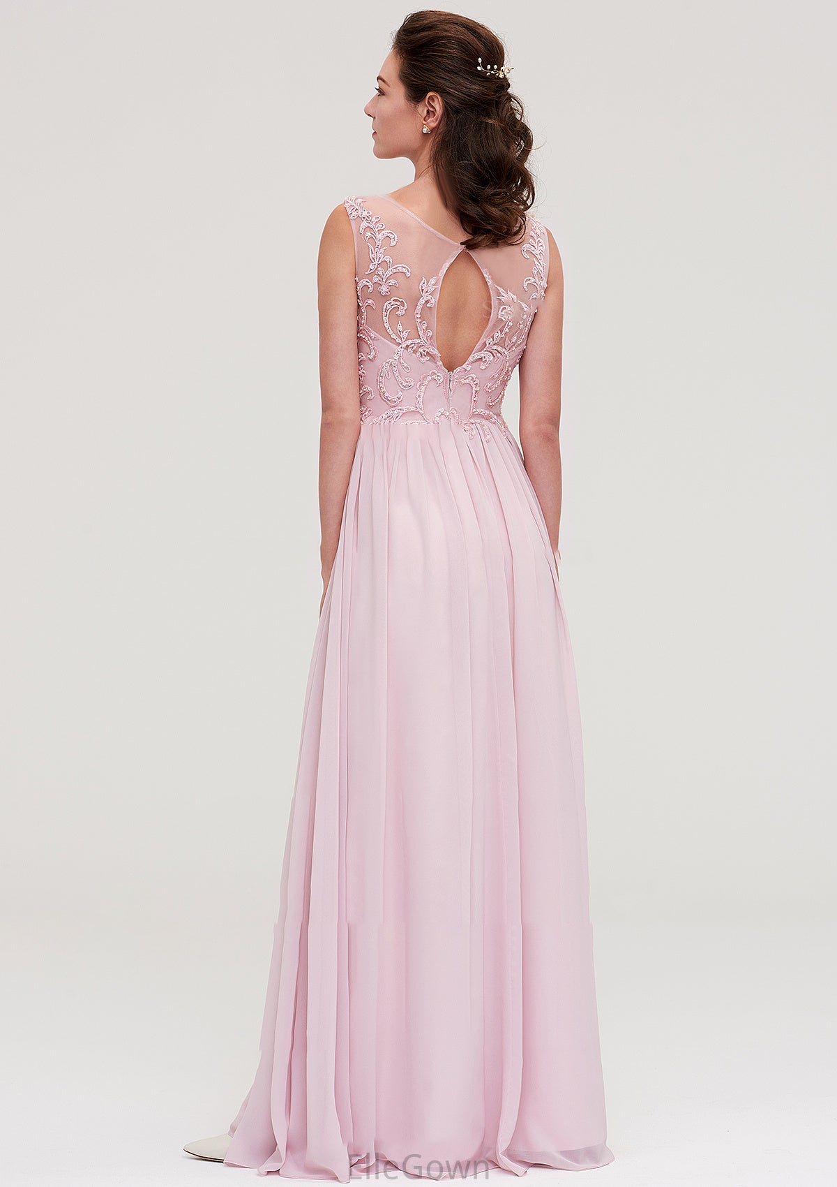 Sleeveless V Neck A-line/Princess Chiffon Long/Floor-Length Bridesmaid Dresseses With Beading Appliqued Ashanti DEP0025410