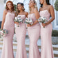 Sheath/Column Square Neckline Sleeveless Long/Floor-Length Elastic Satin Bridesmaid Dresses Catherine DEP0025411