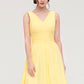 V Neck Sleeveless A-line/Princess Chiffon Knee-Length Bridesmaid Dresses With Pleated Jasmine DEP0025414