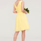 V Neck Sleeveless A-line/Princess Chiffon Knee-Length Bridesmaid Dresses With Pleated Jasmine DEP0025414