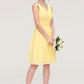 V Neck Sleeveless A-line/Princess Chiffon Knee-Length Bridesmaid Dresses With Pleated Jasmine DEP0025414