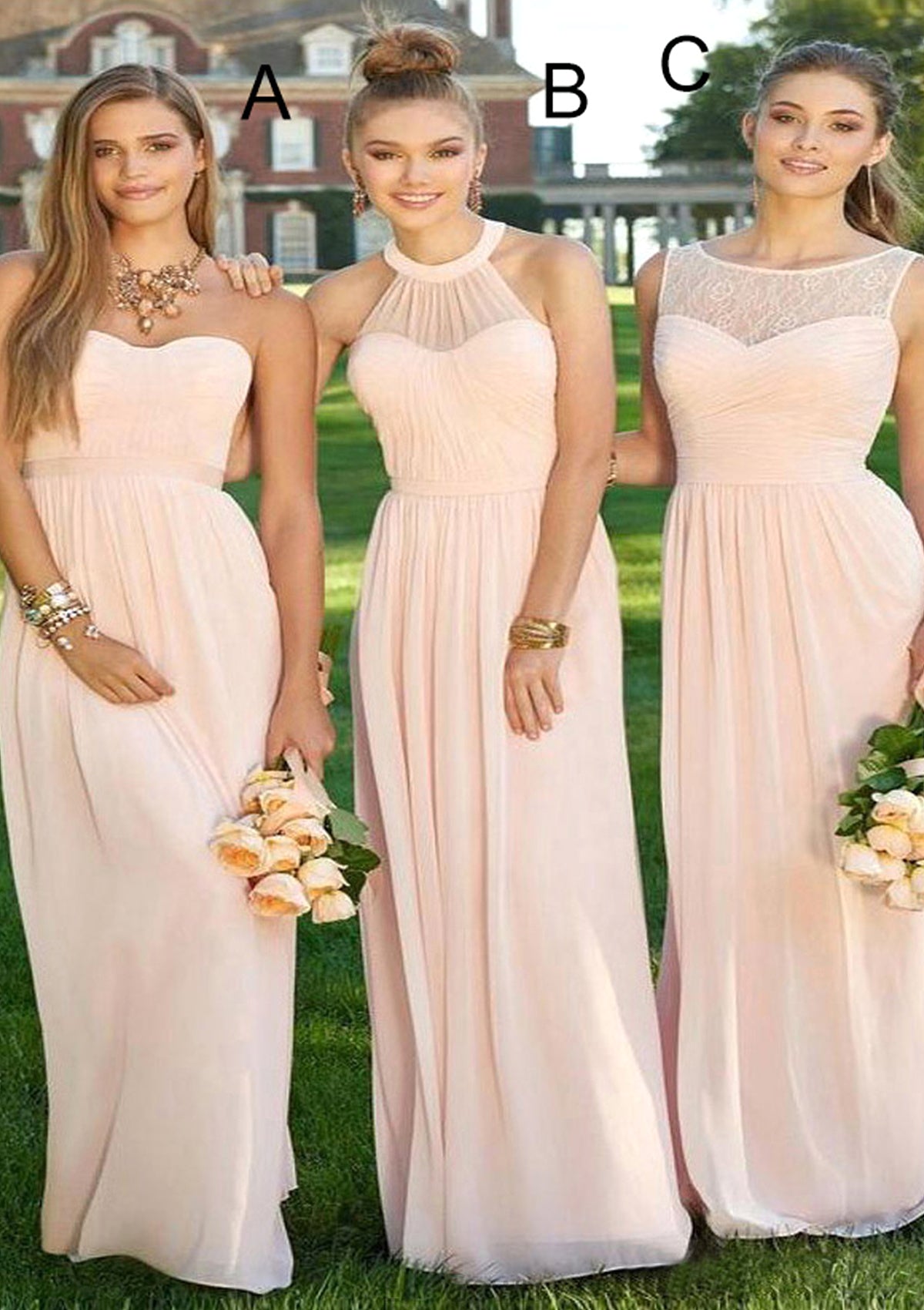 Sweetheart Sleeveless Long/Floor-Length A-Line/Princess Chiffon Bridesmaid Dresses Giana DEP0025418