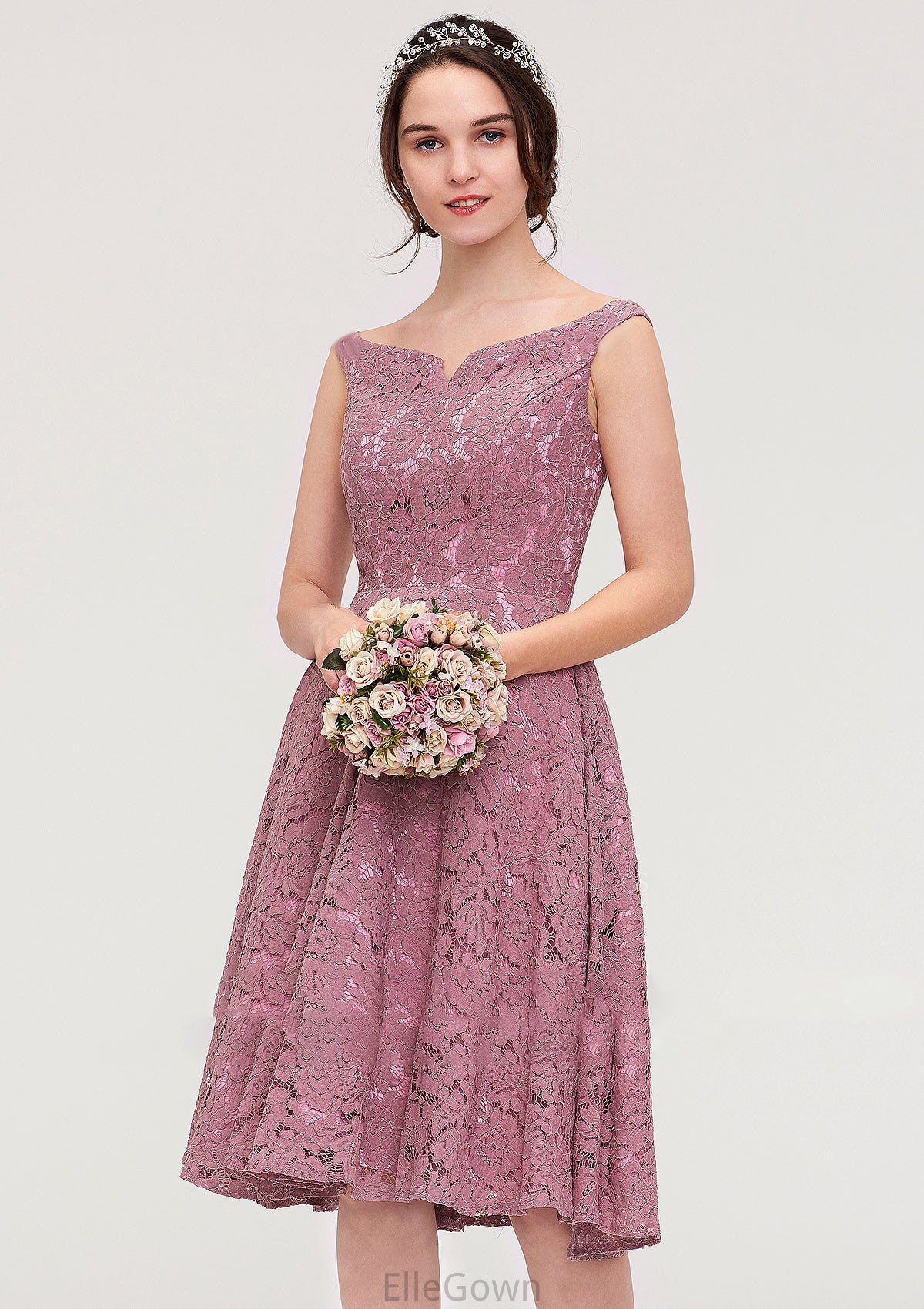 Sweetheart Sleeveless A-line/Princess Lace Knee-Length Bridesmaid Dresses Rylee DEP0025421