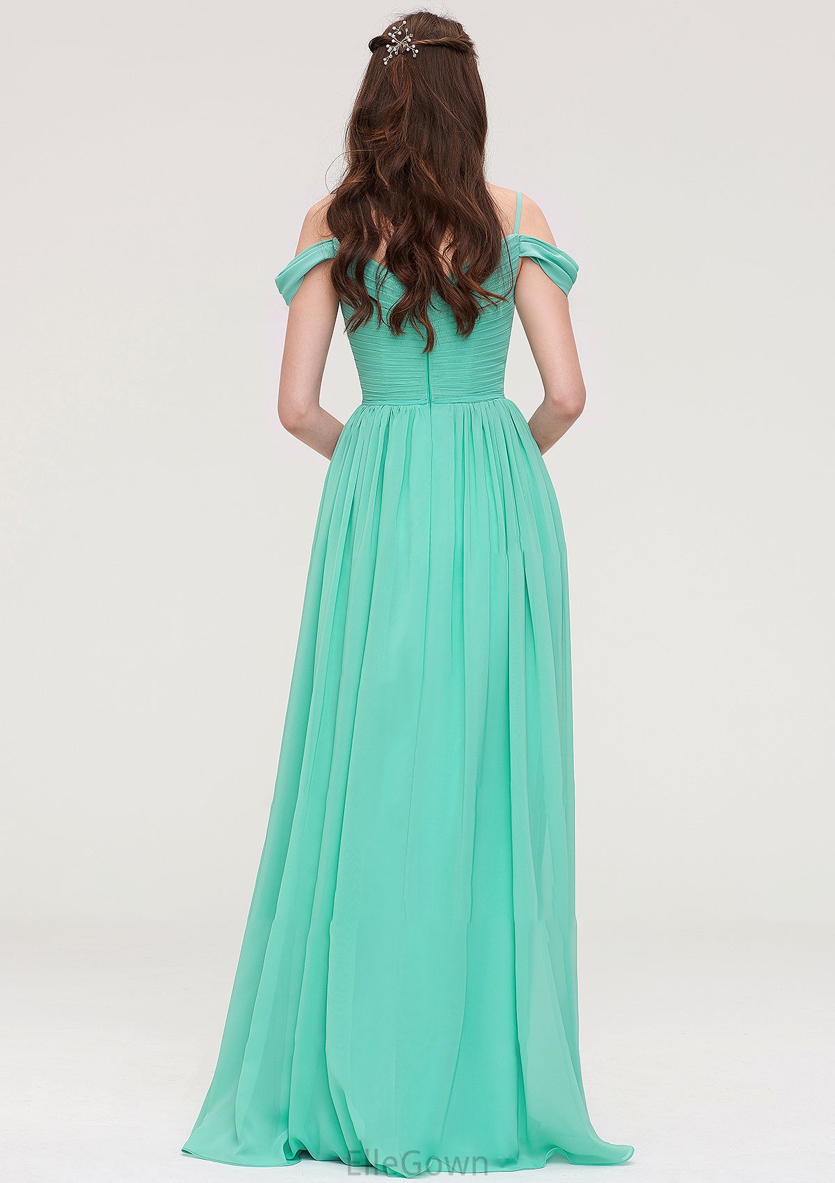 Sweetheart Sleeveless Long/Floor-Length Chiffon A-line/Princess Bridesmaid Dresses With Pleated Henrietta DEP0025422