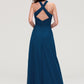 Scalloped Neck Sleeveless A-line/Princess Chiffon Long/Floor-Length Bridesmaid Dresseses With Split Pleated Mimi DEP0025424