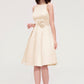 Sleeveless Bateau Knee-Length Satin A-line/Princess Bridesmaid Dresses With Pleated Flowers Sanaa DEP0025425