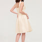 Sleeveless Bateau Knee-Length Satin A-line/Princess Bridesmaid Dresses With Pleated Flowers Sanaa DEP0025425