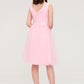 Sleeveless V Neck Knee-Length Tulle A-line/Princess Bridesmaid Dresses With Pleated Abigail DEP0025426