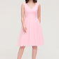 Sleeveless V Neck Knee-Length Tulle A-line/Princess Bridesmaid Dresses With Pleated Abigail DEP0025426