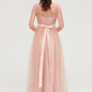 Bateau Sleeveless Tulle A-line/Princess Long/Floor-Length Bridesmaid Dresseses With Sashes Lace Mikaela DEP0025427