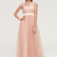 Bateau Sleeveless Tulle A-line/Princess Long/Floor-Length Bridesmaid Dresseses With Sashes Lace Mikaela DEP0025427