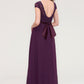 Short Sleeve Bateau Long/Floor-Length  Chiffon A-line/Princess Bridesmaid Dresses With Sashes Lace Ava DEP0025428