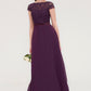 Short Sleeve Bateau Long/Floor-Length  Chiffon A-line/Princess Bridesmaid Dresses With Sashes Lace Ava DEP0025428