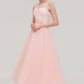 Tea-Length Sleeveless Bateau Tulle A-line/Princess Bridesmaid Dresses With Waistband Lace Miracle DEP0025429