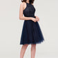 Sleeveless Halter Knee-Length Tulle A-line/Princess Bridesmaid Dresses With Sequins Appliqued Sashes Haylee DEP0025430