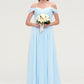 Off-the-Shoulder Sleeveless Chiffon A-line/Princess Long/Floor-Length Bridesmaid Dresseses With Pleated Appliqued Jaylah DEP0025431