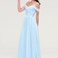 Off-the-Shoulder Sleeveless Chiffon A-line/Princess Long/Floor-Length Bridesmaid Dresseses With Pleated Appliqued Jaylah DEP0025431