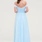 Off-the-Shoulder Sleeveless Chiffon A-line/Princess Long/Floor-Length Bridesmaid Dresseses With Pleated Appliqued Jaylah DEP0025431