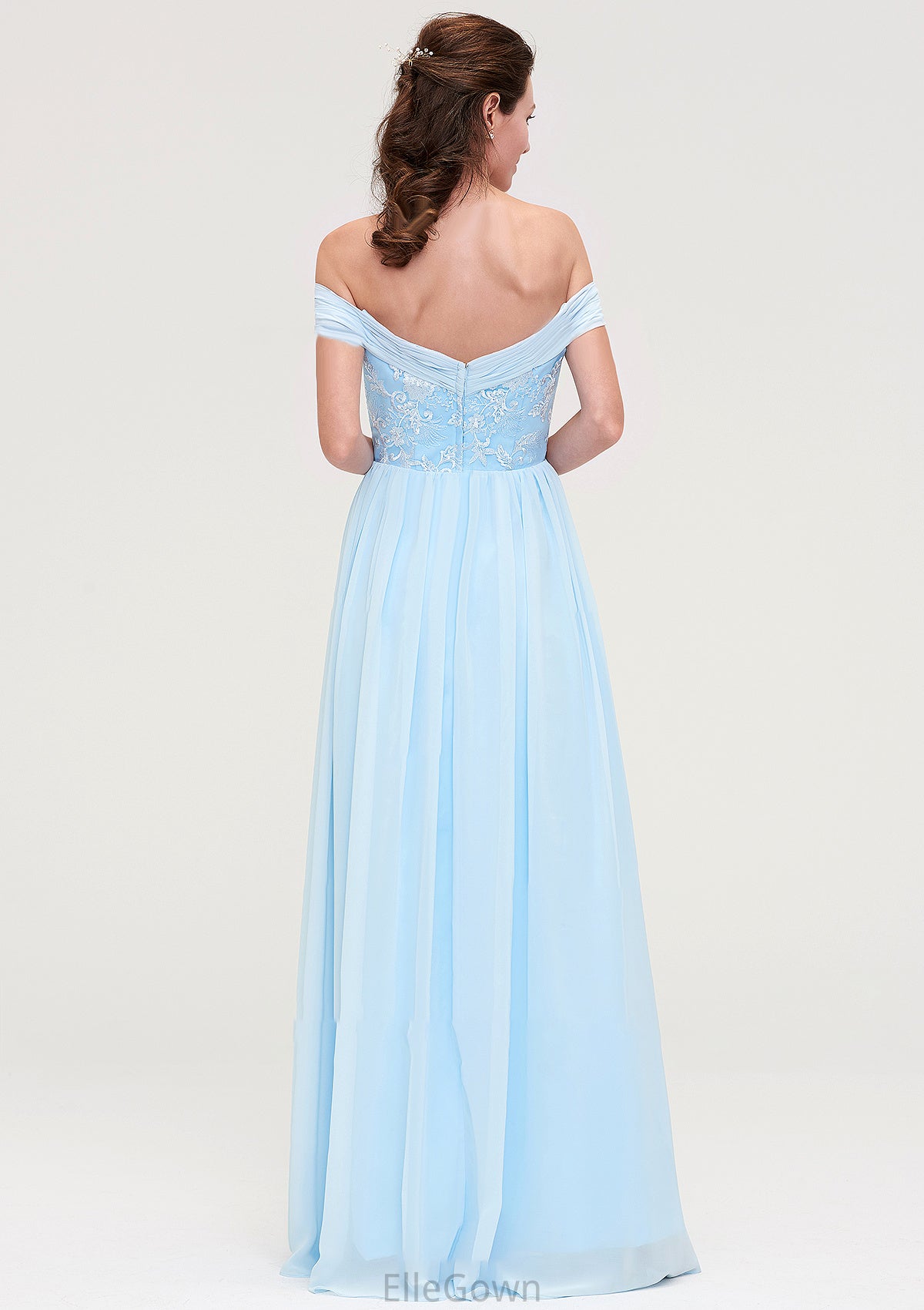 Off-the-Shoulder Sleeveless Chiffon A-line/Princess Long/Floor-Length Bridesmaid Dresseses With Pleated Appliqued Jaylah DEP0025431