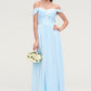 Off-the-Shoulder Sleeveless Chiffon A-line/Princess Long/Floor-Length Bridesmaid Dresseses With Pleated Appliqued Jaylah DEP0025431