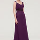 Sleeveless V Neck Long/Floor-Length Sheath/Column Chiffon Bridesmaid Dresses With Sashes Beading Pleated Casey DEP0025432