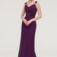 Sleeveless V Neck Long/Floor-Length Sheath/Column Chiffon Bridesmaid Dresses With Sashes Beading Pleated Casey DEP0025432