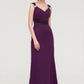 Sleeveless V Neck Long/Floor-Length Sheath/Column Chiffon Bridesmaid Dresses With Sashes Beading Pleated Casey DEP0025432